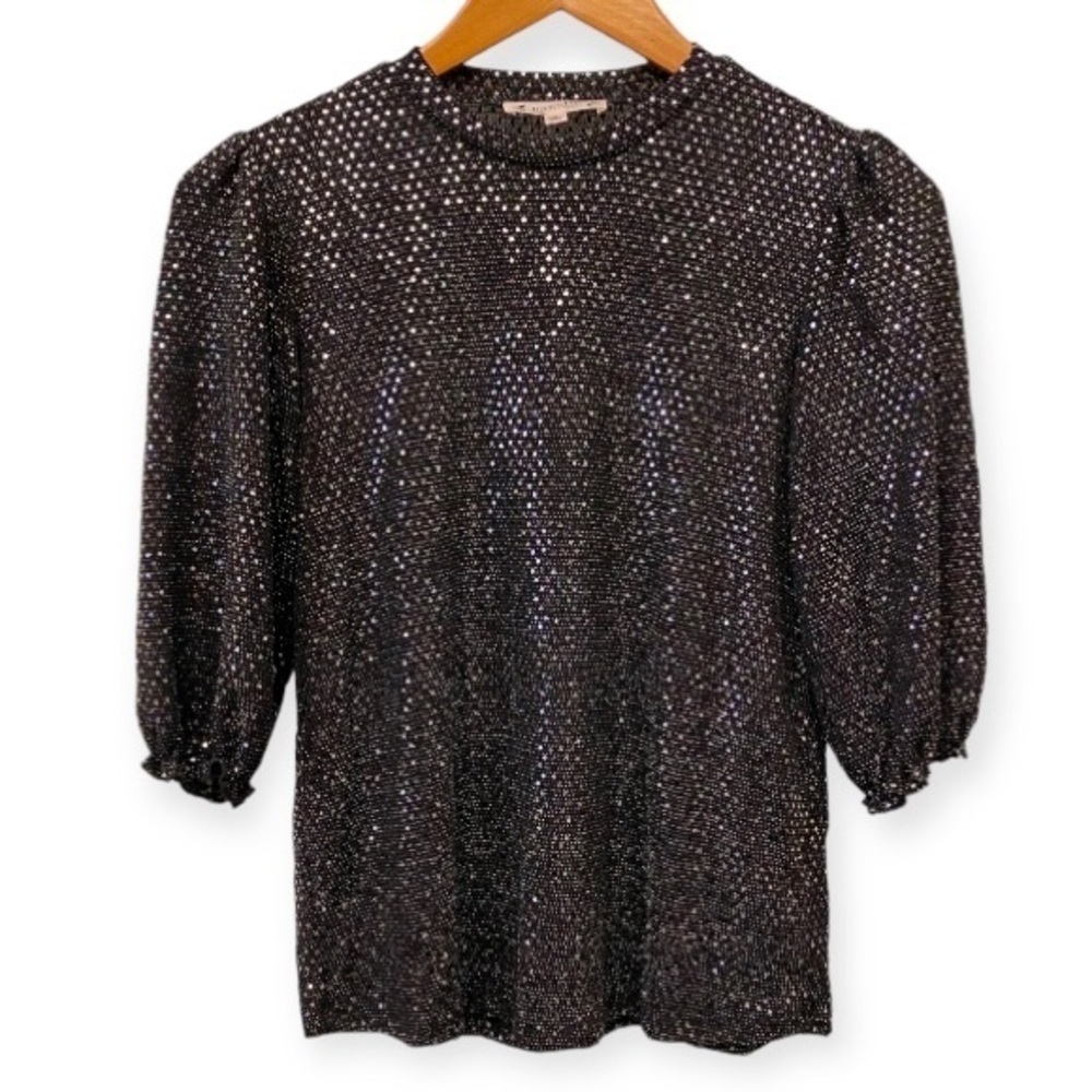 Nanette Nanette Lepore XS Top Blouse Shirt Black Silver Sequins Women’s Dressy